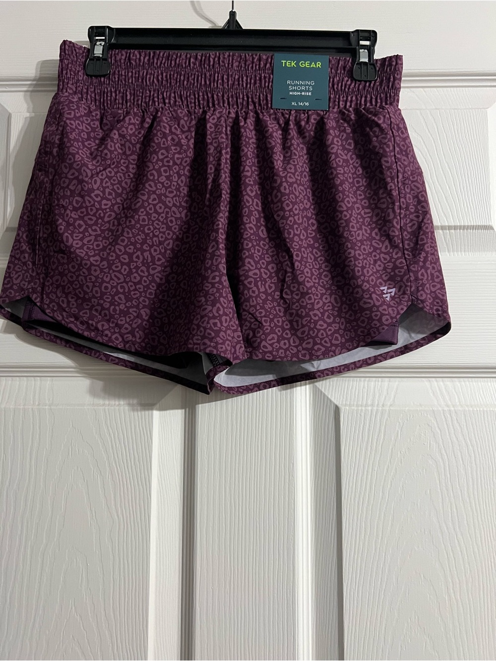tek gear Purple Leopard-Print Athletic Running Shorts